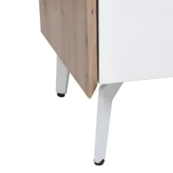 Meuble TV 4 Tiroirs Et 2 Niches - MDF Et Métal - Blanc Laqué Et Naturel - CAYANA -Pas Cher Mobiliora Magasin meuble tv 722021