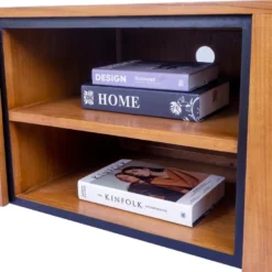 Meuble TV Avec 2 Portes Et 2 Niches - Teck - Coloris : Naturel - BEKASI -Pas Cher Mobiliora Magasin meuble tv 7294349