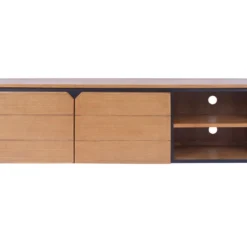 Meuble TV Avec 2 Portes Et 2 Niches - Teck - Coloris : Naturel - BEKASI -Pas Cher Mobiliora Magasin meuble tv 7294367