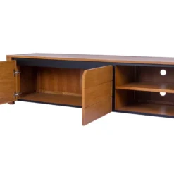 Meuble TV Avec 2 Portes Et 2 Niches - Teck - Coloris : Naturel - BEKASI -Pas Cher Mobiliora Magasin meuble tv 7294369