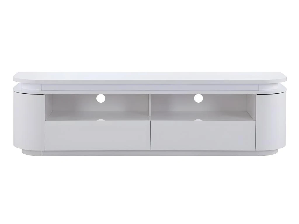 Meuble TV 2 Portes Et 2 Tiroirs Avec LEDs - MDF - Blanc Laqué - VANDANA 7 Meuble TV 2 Portes Et 2 Tiroirs Avec LEDs - MDF - Blanc Laqué - VANDANA – Image 5
