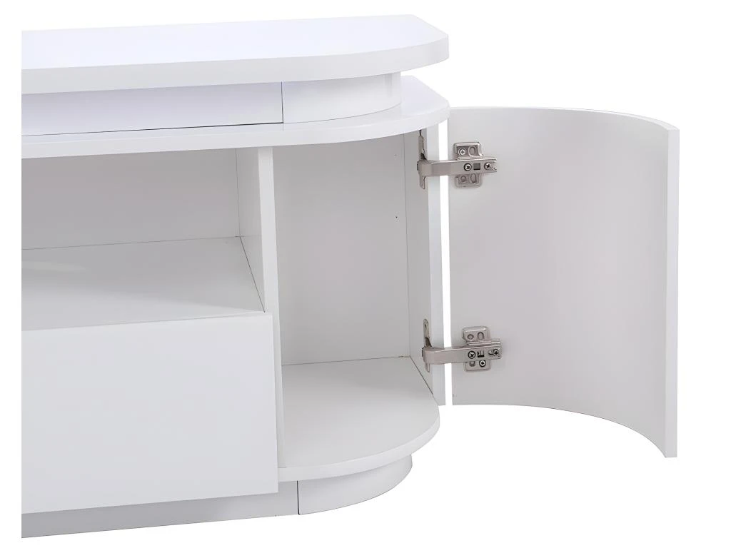 Meuble TV 2 Portes Et 2 Tiroirs Avec LEDs - MDF - Blanc Laqué - VANDANA 10 Meuble TV 2 Portes Et 2 Tiroirs Avec LEDs - MDF - Blanc Laqué - VANDANA – Image 8