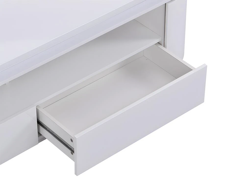 Meuble TV 2 Portes Et 2 Tiroirs Avec LEDs - MDF - Blanc Laqué - VANDANA 9 Meuble TV 2 Portes Et 2 Tiroirs Avec LEDs - MDF - Blanc Laqué - VANDANA – Image 7