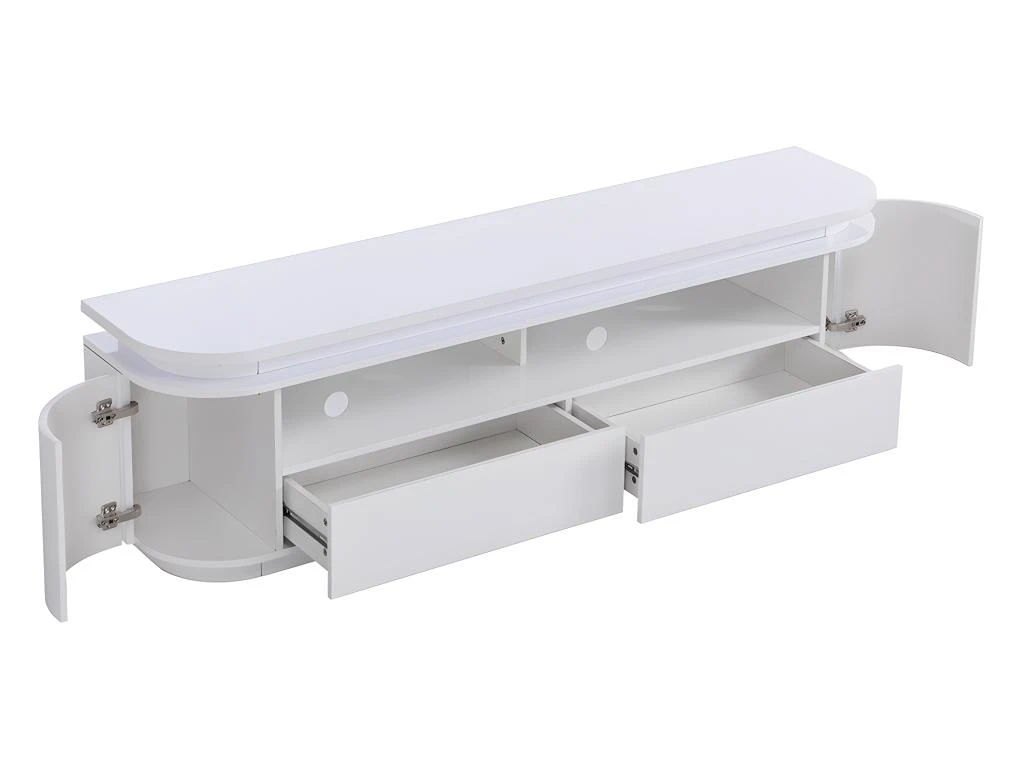 Meuble TV 2 Portes Et 2 Tiroirs Avec LEDs - MDF - Blanc Laqué - VANDANA 8 Meuble TV 2 Portes Et 2 Tiroirs Avec LEDs - MDF - Blanc Laqué - VANDANA – Image 6