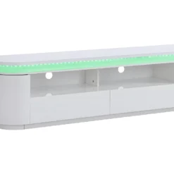 Meuble TV 2 Portes Et 2 Tiroirs Avec LEDs - MDF - Blanc Laqué - VANDANA 23 Meuble TV 2 Portes Et 2 Tiroirs Avec LEDs - MDF - Blanc Laqué - VANDANA -Pas Cher Mobiliora Magasin meuble tv 751221