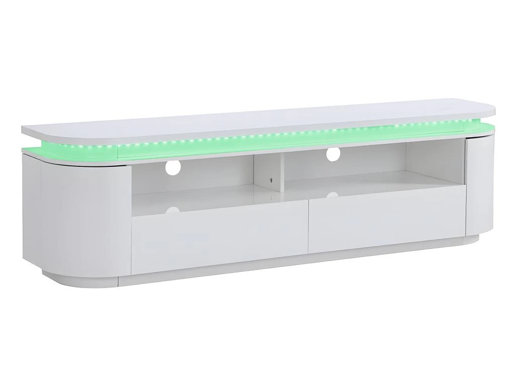 Meuble TV 2 Portes Et 2 Tiroirs Avec LEDs - MDF - Blanc Laqué - VANDANA 13 Meuble TV 2 Portes Et 2 Tiroirs Avec LEDs - MDF - Blanc Laqué - VANDANA – Image 11