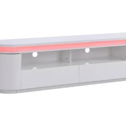 Meuble TV 2 Portes Et 2 Tiroirs Avec LEDs - MDF - Blanc Laqué - VANDANA 22 Meuble TV 2 Portes Et 2 Tiroirs Avec LEDs - MDF - Blanc Laqué - VANDANA -Pas Cher Mobiliora Magasin meuble tv 751223