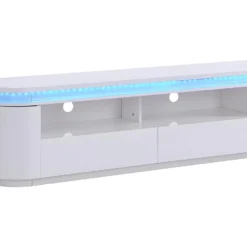 Meuble TV 2 Portes Et 2 Tiroirs Avec LEDs - MDF - Blanc Laqué - VANDANA 21 Meuble TV 2 Portes Et 2 Tiroirs Avec LEDs - MDF - Blanc Laqué - VANDANA -Pas Cher Mobiliora Magasin meuble tv 751225