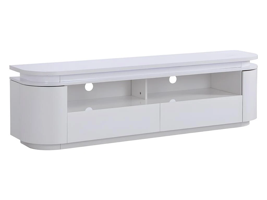 Meuble TV 2 Portes Et 2 Tiroirs Avec LEDs - MDF - Blanc Laqué - VANDANA 5 Meuble TV 2 Portes Et 2 Tiroirs Avec LEDs - MDF - Blanc Laqué - VANDANA – Image 3