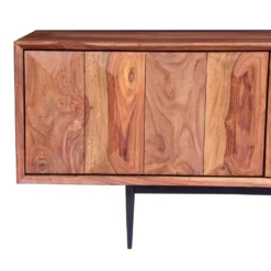 Meuble TV Avec 2 Portes Et 2 Niches - Bois De Sheesham Et Métal - Coloris : Naturel - ZELICINA -Pas Cher Mobiliora Magasin meuble tv 7557925