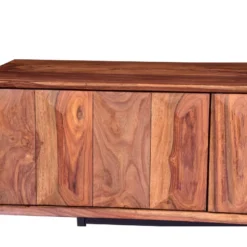 Meuble TV Avec 2 Portes Et 2 Niches - Bois De Sheesham Et Métal - Coloris : Naturel - ZELICINA -Pas Cher Mobiliora Magasin meuble tv 7557927