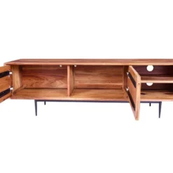 Meuble TV Avec 2 Portes Et 2 Niches - Bois De Sheesham Et Métal - Coloris : Naturel - ZELICINA -Pas Cher Mobiliora Magasin meuble tv 7557939