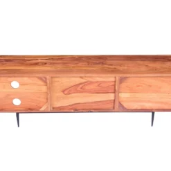 Meuble TV Avec 2 Portes Et 2 Niches - Bois De Sheesham Et Métal - Coloris : Naturel - ZELICINA -Pas Cher Mobiliora Magasin meuble tv 7558251