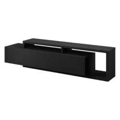 Meuble TV 220cm Collection BERGAME. Coloris Noir Super Mat.