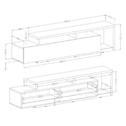Meuble TV 220cm Collection BERGAME. Coloris Noir Super Mat. -Pas Cher Mobiliora Magasin meuble tv 8916575