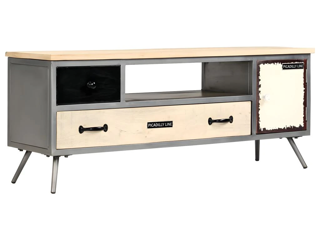 Meuble Télé Buffet Tv Télévision Design Pratique Bois De Manguier Massif Et Acier 120 Cm 2502149 3 Meuble Télé Buffet Tv Télévision Design Pratique Bois De Manguier Massif Et Acier 120 Cm 2502149