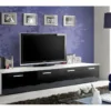 Meuble TV 200cm Collection COMET. Couleur Blanc Et Noir. 2 Portes Abattantes. -Pas Cher Mobiliora Magasin meuble tv 8916945