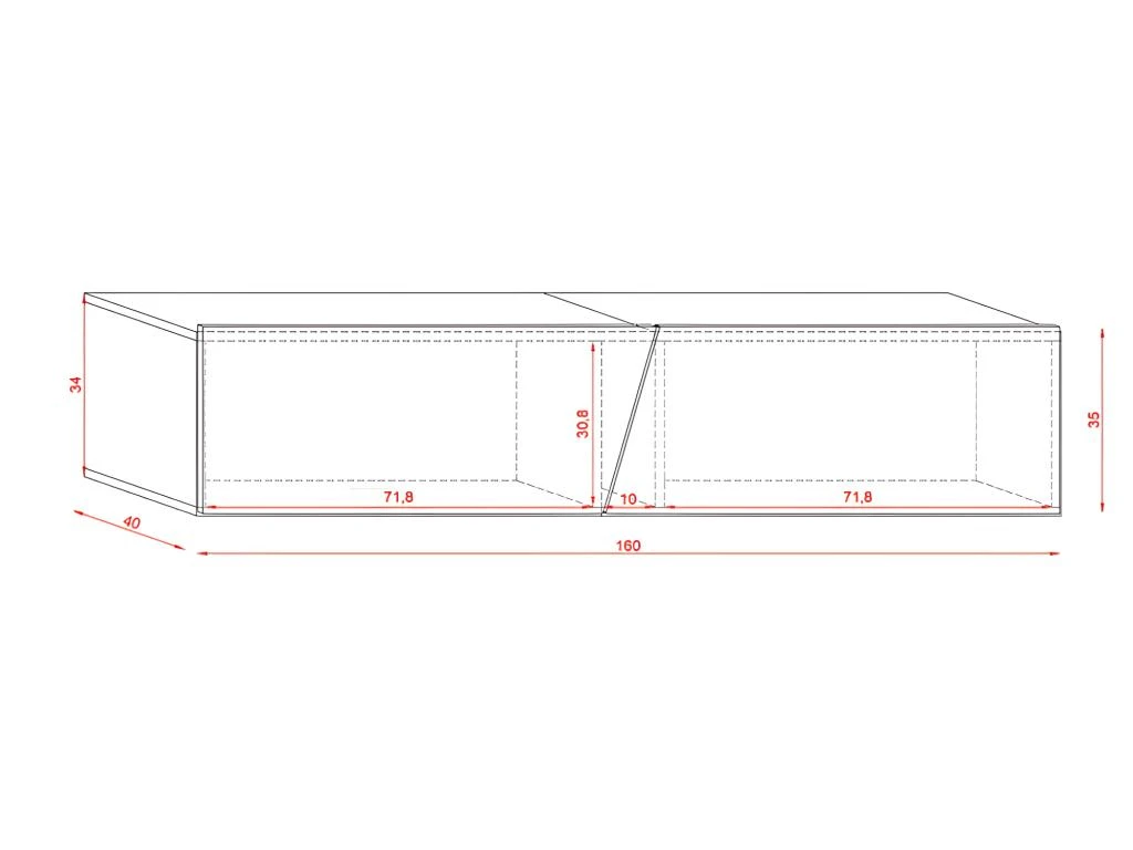 Meuble TV Suspendu Design SPEED, 160 Cm, 1 Porte, Coloris Chêne Avec LED Intégrée. 6 Meuble TV Suspendu Design SPEED, 160 Cm, 1 Porte, Coloris Chêne Avec LED Intégrée. – Image 4