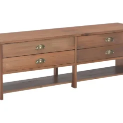 Meuble Télé Buffet Tv Télévision Design Pratique Avec 4 Tiroirs 120 Cm Bois Massif De Sapin 2502101