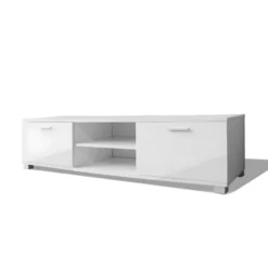 Meuble Télé Buffet Tv Télévision Design Pratique 140 Cm Haute Brillance Blanc 2502057/2