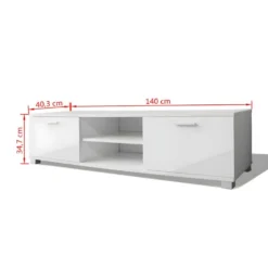 Meuble Télé Buffet Tv Télévision Design Pratique 140 Cm Haute Brillance Blanc 2502057/2 -Pas Cher Mobiliora Magasin meuble tv 8917397