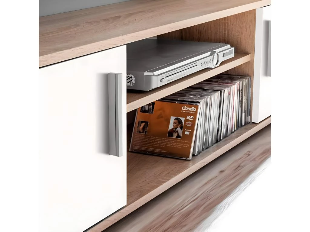 Meuble Télé Buffet Tv Télévision Design Pratique Mural Avec Lumière Led Chêne Sonoma Et Blanc 2502199 6 Meuble Télé Buffet Tv Télévision Design Pratique Mural Avec Lumière Led Chêne Sonoma Et Blanc 2502199 – Image 4