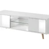 Meuble TV Design EDEN 140 Cm, 2 Portes Et 2 Niches, Coloris Blanc. Type Scandinave. -Pas Cher Mobiliora Magasin meuble tv 8917499