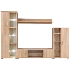 Meuble Télé Buffet TV Télévision Design Pratique Avec Lumières LED Chêne Sonoma Marron 2502054