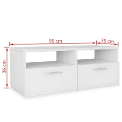 Meuble Télé Buffet Tv Télévision Design Pratique 2 Pcs Aggloméré 95 Cm Blanc 2502082 -Pas Cher Mobiliora Magasin meuble tv 8917635