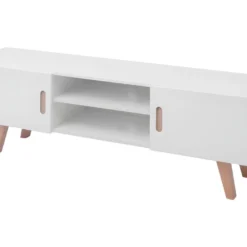 Meuble Télé Buffet Tv Télévision Design Pratique Mdf 150 Cm Blanc Brillant 2502042