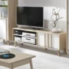 Meuble TV - HIFI De Type Scandinave De La Collection MALMO. Coloris Blanc Mat + Sonoma. -Pas Cher Mobiliora Magasin meuble tv 8917773