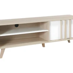 Meuble TV - HIFI De Type Scandinave De La Collection MALMO. Coloris Blanc Mat + Sonoma. 6 Meuble TV - HIFI De Type Scandinave De La Collection MALMO. Coloris Blanc Mat + Sonoma. -Pas Cher Mobiliora Magasin meuble tv 8917775