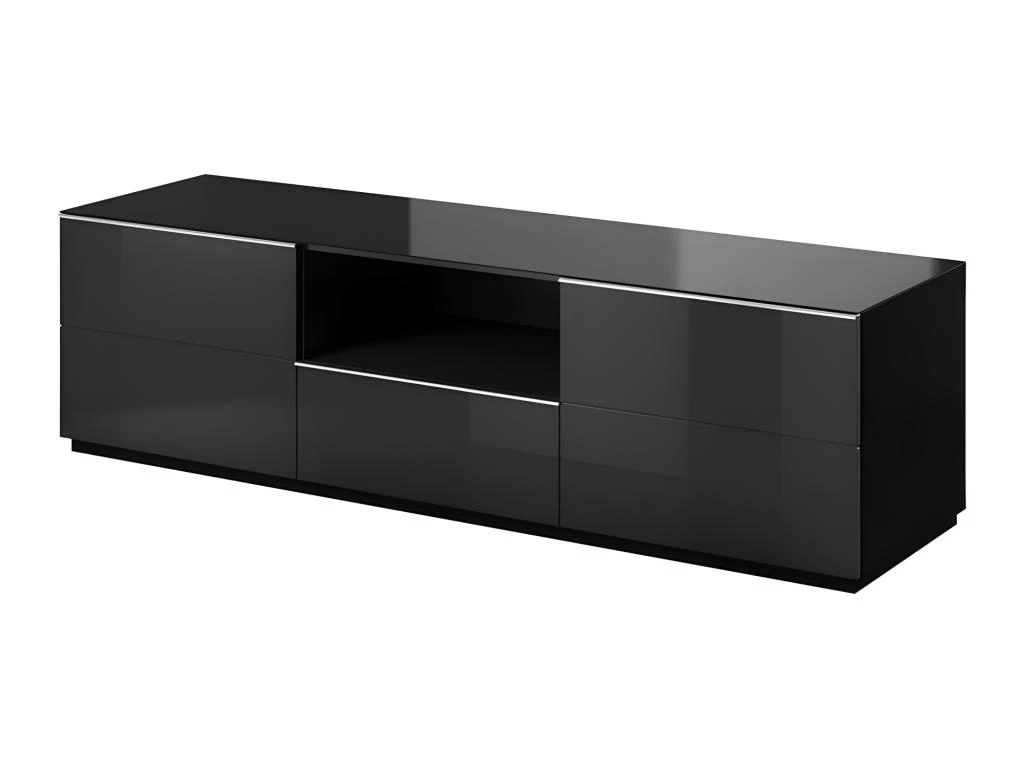 Meuble TV 180cm Collection ZANTE Avec 2 Portes Et 1 Tiroir. LED Incluses. Couleur Noir Brillant Pailleté 3 Meuble TV 180cm Collection ZANTE Avec 2 Portes Et 1 Tiroir. LED Incluses. Couleur Noir Brillant Pailleté
