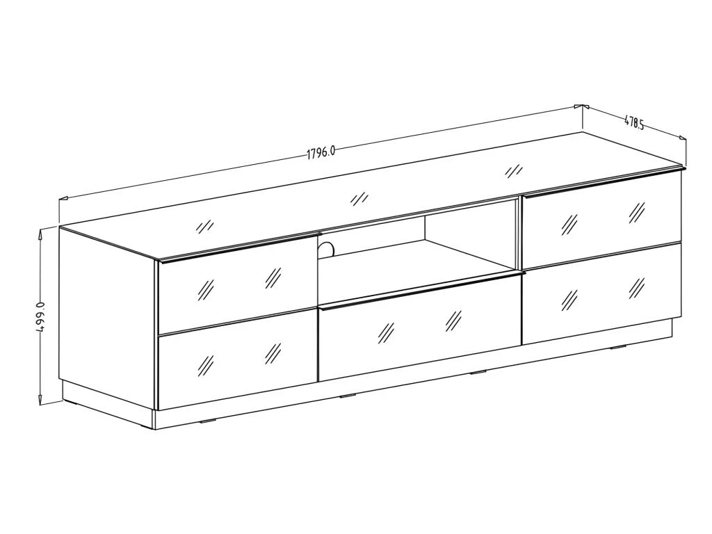 Meuble TV 180cm Collection ZANTE Avec 2 Portes Et 1 Tiroir. LED Incluses. Couleur Noir Brillant Pailleté 6 Meuble TV 180cm Collection ZANTE Avec 2 Portes Et 1 Tiroir. LED Incluses. Couleur Noir Brillant Pailleté – Image 4