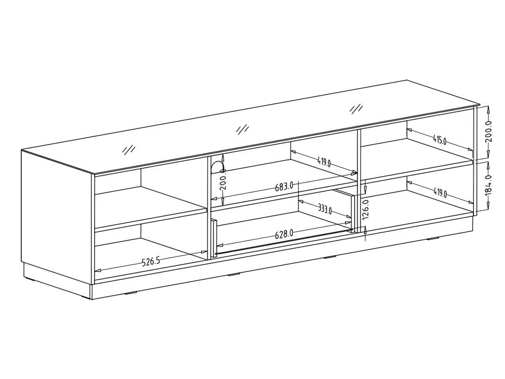 Meuble TV 180cm Collection ZANTE Avec 2 Portes Et 1 Tiroir. LED Incluses. Couleur Noir Brillant Pailleté 7 Meuble TV 180cm Collection ZANTE Avec 2 Portes Et 1 Tiroir. LED Incluses. Couleur Noir Brillant Pailleté – Image 5