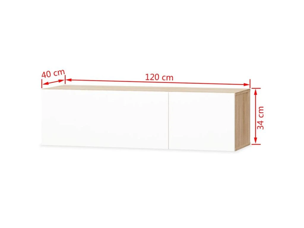 Meuble Télé Buffet Tv Télévision Design Pratique 2 Pcs Aggloméré 120 Cm Chêne Et Blanc Brillant 2502081/2 7 Meuble Télé Buffet Tv Télévision Design Pratique 2 Pcs Aggloméré 120 Cm Chêne Et Blanc Brillant 2502081/2 – Image 5