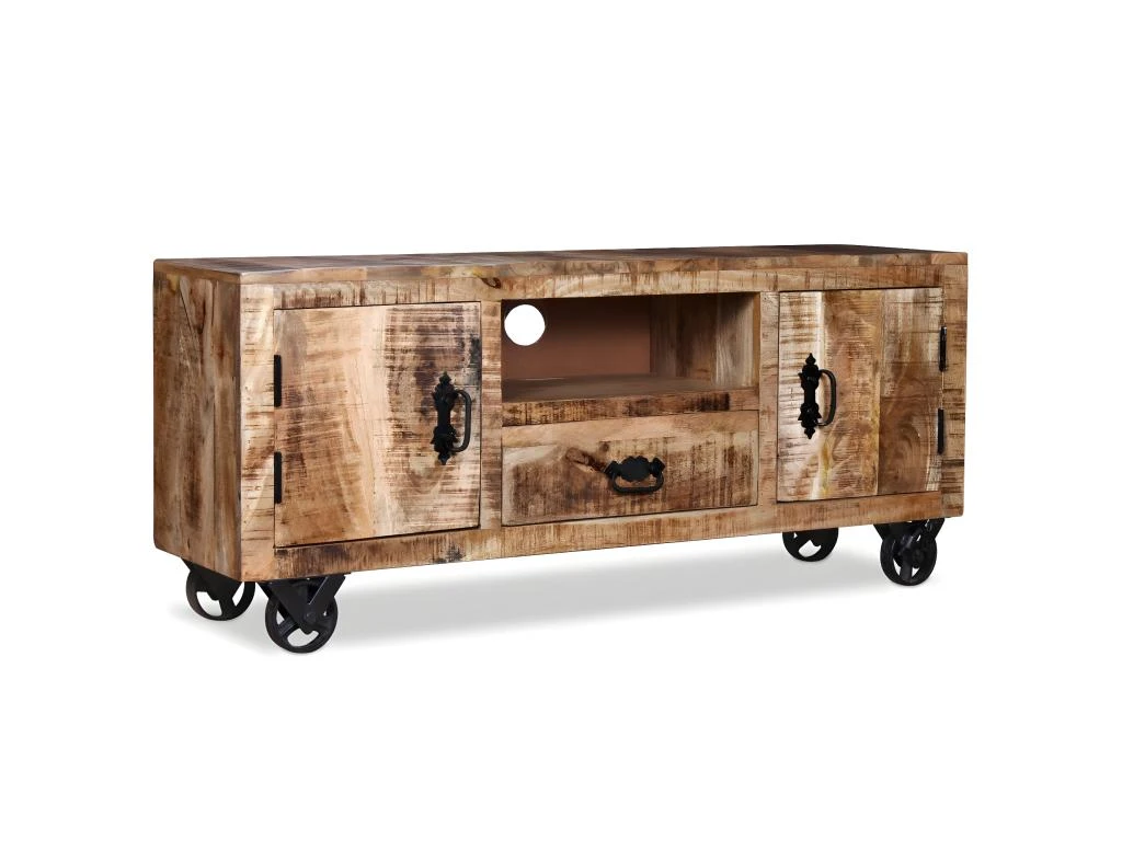 Meuble Télé Buffet Tv Télévision Design Pratique Bois De Manguier Brut 120 Cm 2502131 5 Meuble Télé Buffet Tv Télévision Design Pratique Bois De Manguier Brut 120 Cm 2502131 – Image 3