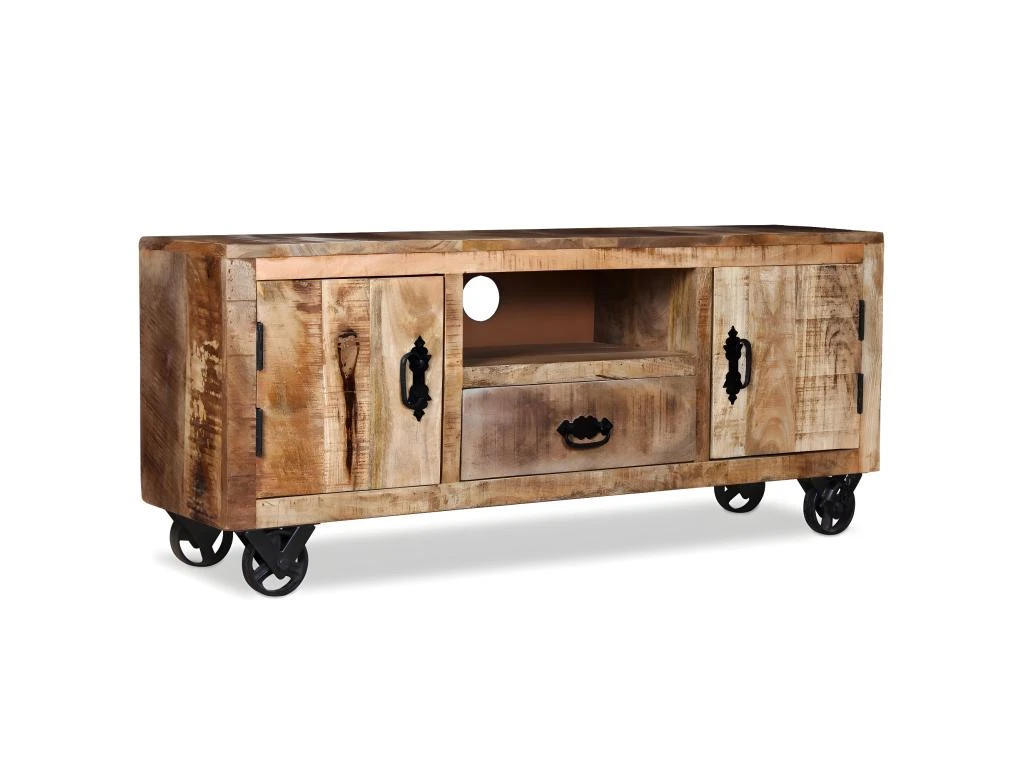 Meuble Télé Buffet Tv Télévision Design Pratique Bois De Manguier Brut 120 Cm 2502131 6 Meuble Télé Buffet Tv Télévision Design Pratique Bois De Manguier Brut 120 Cm 2502131 – Image 4