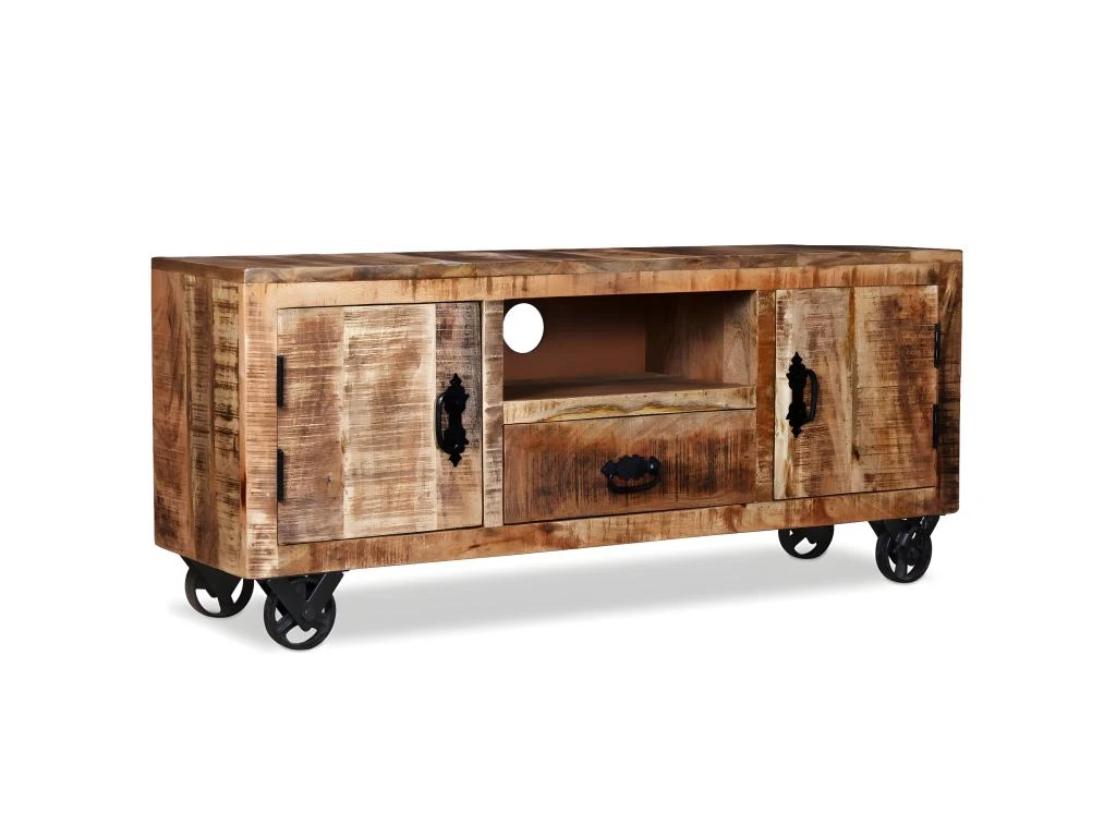 Meuble Télé Buffet Tv Télévision Design Pratique Bois De Manguier Brut 120 Cm 2502131 7 Meuble Télé Buffet Tv Télévision Design Pratique Bois De Manguier Brut 120 Cm 2502131 – Image 5