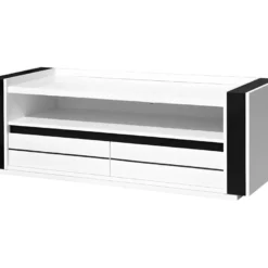 Meuble Tv LINA Blanc Et Noir Brillant + LED