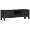 Meuble Télé Buffet Tv Télévision Design Pratique Noir 118 Cm Bois De Manguier Massif 2502203 -Pas Cher Mobiliora Magasin meuble tv 8919757