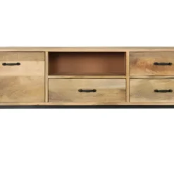 Meuble Télé Buffet Tv Télévision Design Pratique 130 Cm Bois Massif De Manguier 2502052 -Pas Cher Mobiliora Magasin meuble tv 8919873
