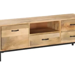 Meuble Télé Buffet Tv Télévision Design Pratique 130 Cm Bois Massif De Manguier 2502052 -Pas Cher Mobiliora Magasin meuble tv 8919875