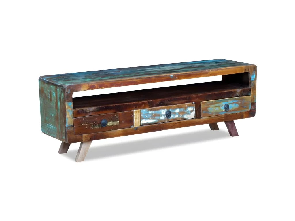 Meuble Télé Buffet Tv Télévision Design Pratique Avec 3 Tiroirs Bois De Récupération Massif 2502100 6 Meuble Télé Buffet Tv Télévision Design Pratique Avec 3 Tiroirs Bois De Récupération Massif 2502100 – Image 4