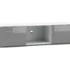 Meuble TV Design LEON 140 Cm. 2 Portes Et Niche Coloris Blanc Et Gris Brillant -Pas Cher Mobiliora Magasin meuble tv 8920163