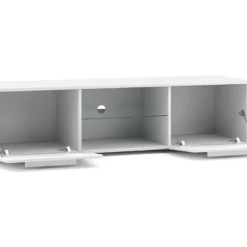 Meuble TV Design LEON 140 Cm. 2 Portes Et Niche Coloris Blanc Et Gris Brillant 8 Meuble TV Design LEON 140 Cm. 2 Portes Et Niche Coloris Blanc Et Gris Brillant -Pas Cher Mobiliora Magasin meuble tv 8920167