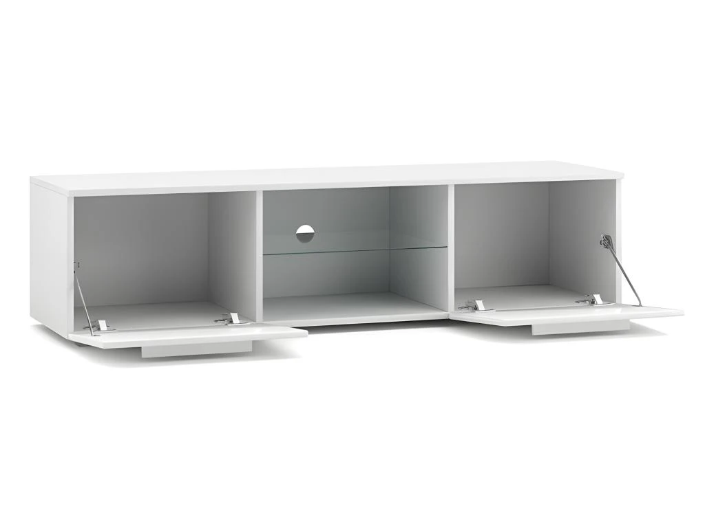 Meuble TV Design LEON 140 Cm. 2 Portes Et Niche Coloris Blanc Et Gris Brillant 5 Meuble TV Design LEON 140 Cm. 2 Portes Et Niche Coloris Blanc Et Gris Brillant – Image 3