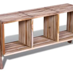 Meuble Télé Buffet Tv Télévision Design Pratique Empilable En Teck Recyclé Avec 3 étagères Marron 2502296