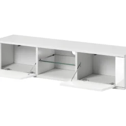 Meuble TV Design PARIS-HIT 140 Cm, 2 Portes Et 2 Niches, Coloris Blanc Mat Et Blanc Brillant 8 Meuble TV Design PARIS-HIT 140 Cm, 2 Portes Et 2 Niches, Coloris Blanc Mat Et Blanc Brillant -Pas Cher Mobiliora Magasin meuble tv 8920205