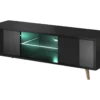 Meuble TV Design EDEN 140 Cm, 2 Portes Et 2 Niches, Coloris Noir + LED. Type Scandinave. -Pas Cher Mobiliora Magasin meuble tv 8920267